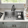 Lavabo de cocina tipo estación de trabajo con dos receptáculos de acero inoxidable 50/50 calibre 16 de 33" de montaje superior encastrado, con reborde WorkFlow™ y accesorios